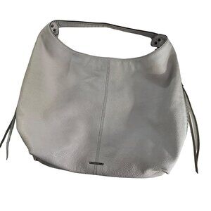 Rebecca Minkoff Bryn light lavender leather zip outer side pockets Boho satchel